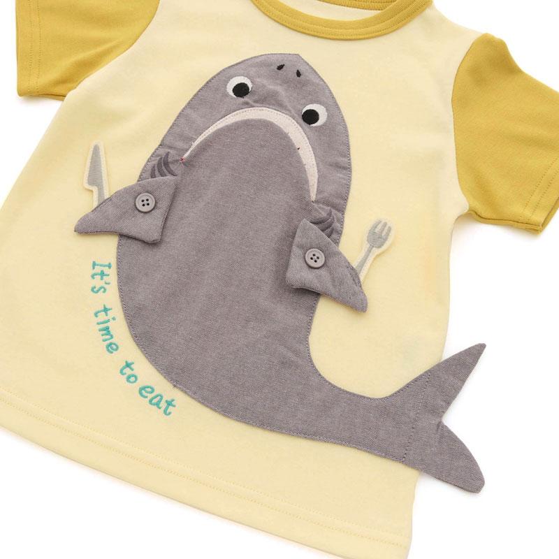 BIT'Z（ビッツ） 子供服 サメ＆クジラ マスコット もぐもぐ Tシャツ