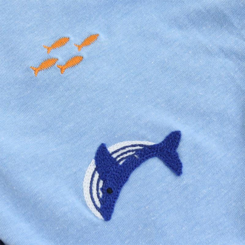 BIT'Z（ビッツ） 子供服 クジラ刺繍柄 ジョガー パンツ 6分丈