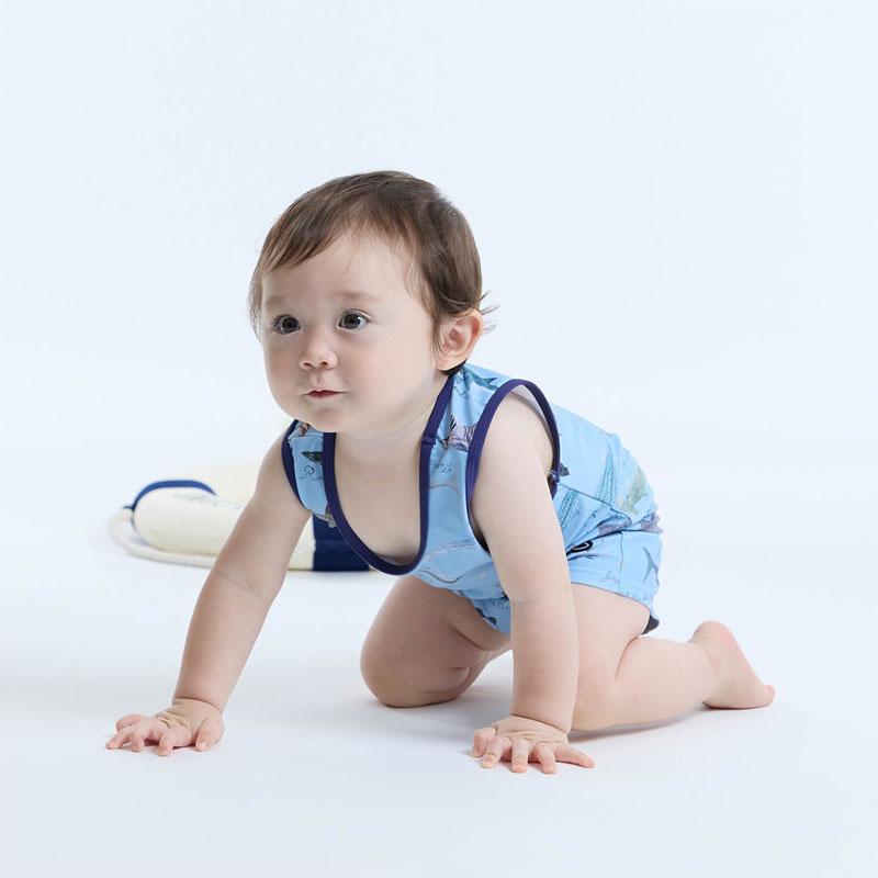 BIT'Z（ビッツ） 子供服 サメ図鑑 総柄 グレコ水着 UVカット キッズ