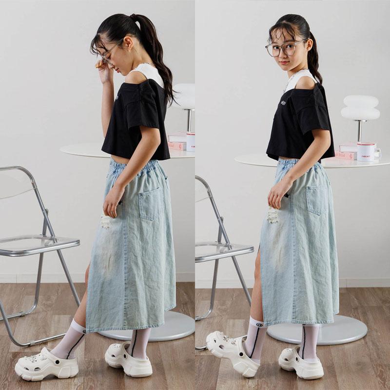 algy 子供服 ALGY アルジー ドッキング クロップド ガーリー T