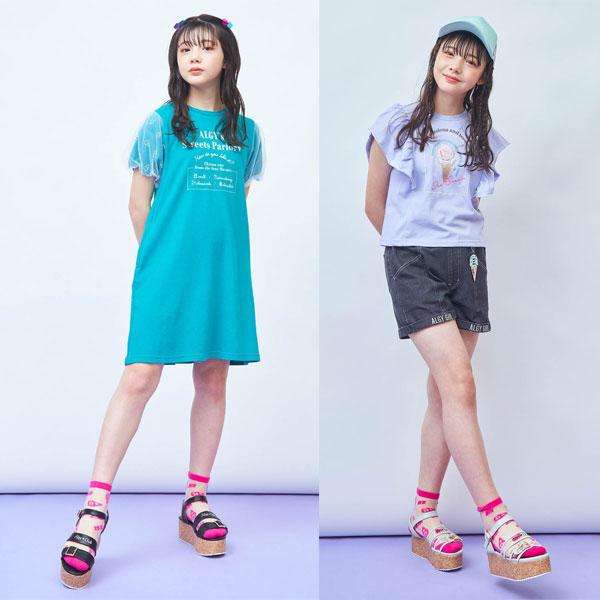 algy（アルジー） 子供用t 靴 ダブルベルト 厚底 サンダル 女の子
