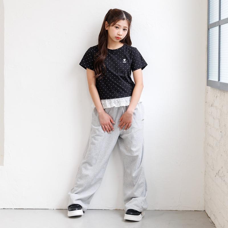 algy（アルジー） 子供服 puchily レース ドッキング ドット 半袖T