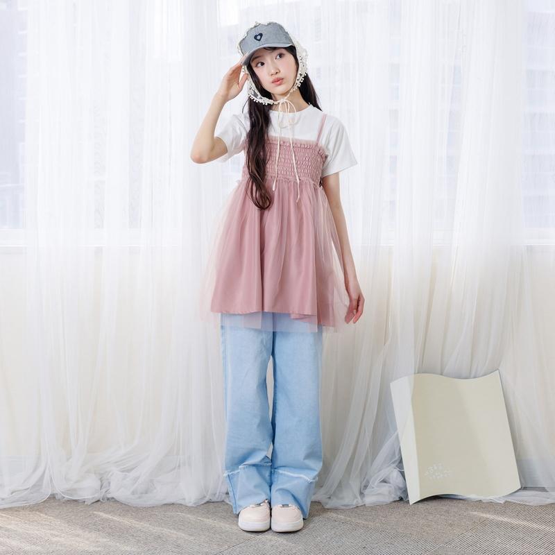 algy（アルジー） 子供服 シャーリングミニ ワンピース＆Tシャツ 半袖