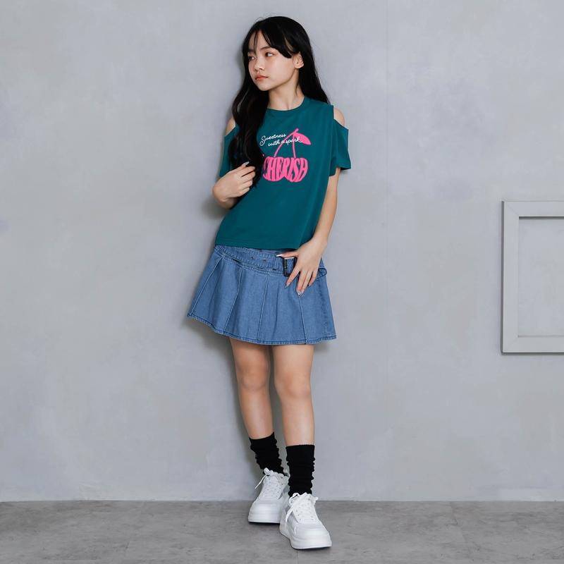 algy（アルジー） セール 子供服 ダブルベルト デニム スカパン 女の子
