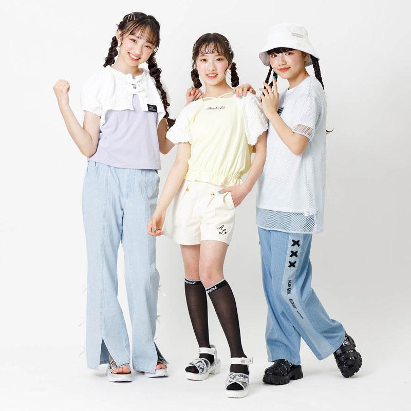 ジーフォア レディース 白半袖Tシャツと青スカート バケットハット3点セット 2025042306e_1.jpg