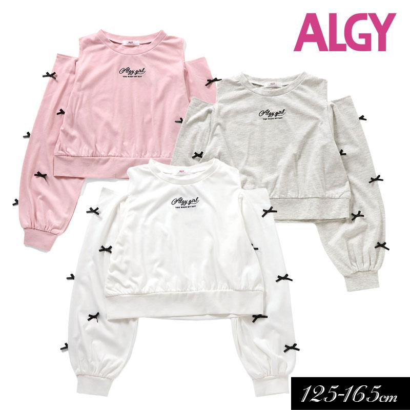 algy 子供服 ALGY アルジー 袖りぼん 肩あき ロンT 長袖 Tシャツ 