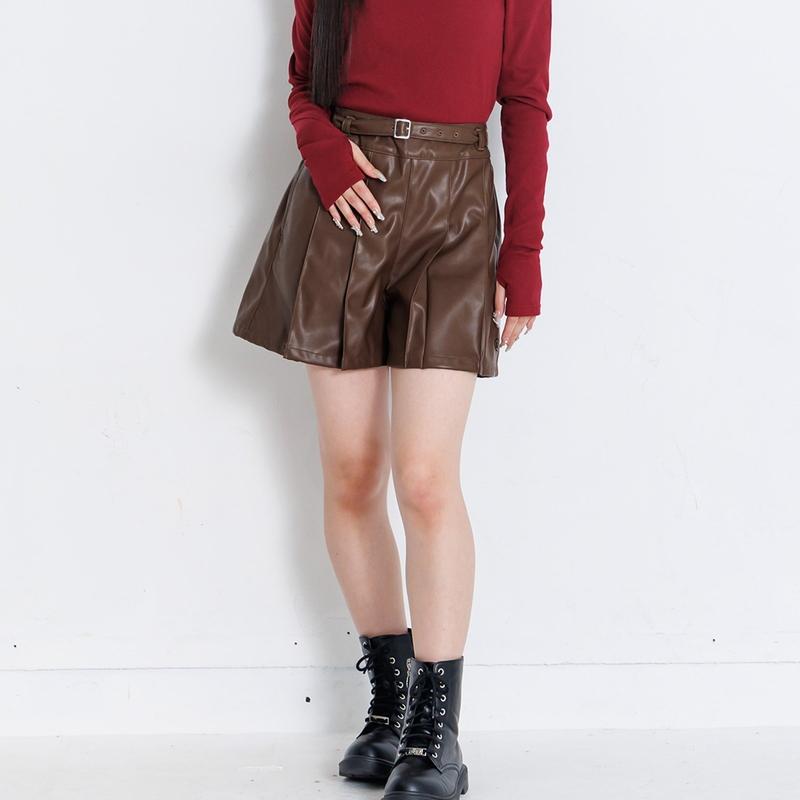 algy（アルジー） セール 子供服 パンツ フェイクレザー プリーツ