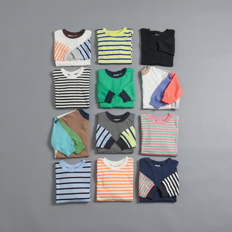 BREEZE（ブリーズ） 子供服 WEB限定 無地 ボーダー 長袖 Tシャツ