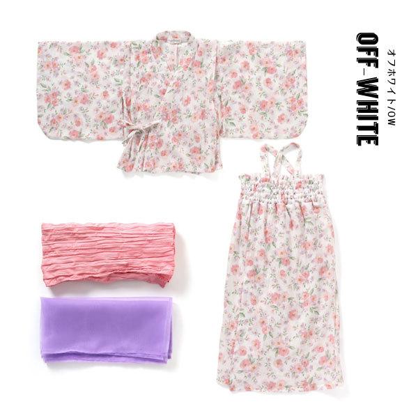 子供服t 浴衣 22夏 Ampersand アンパサンド キッズ ジュニア セパレート フラワー柄 ワンピース 帯付き 花火大会 ホットセール Ampersand