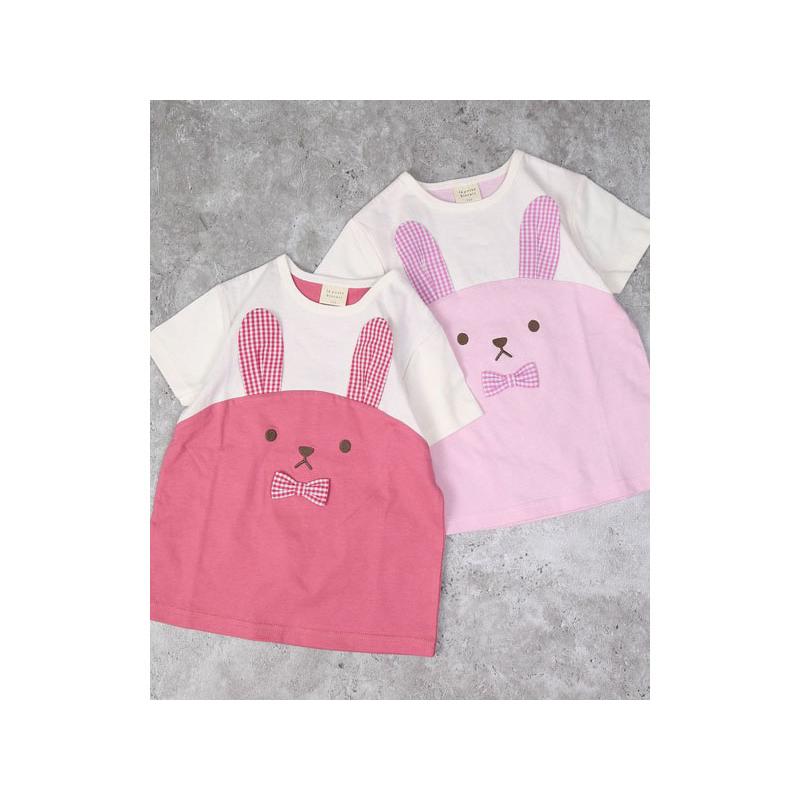 子供服 la poche biscuit ラ ポシェ ビスキュイ うさぎ＆ネコ 半袖T
