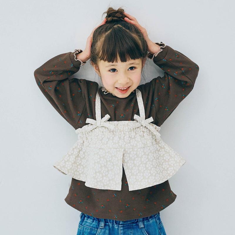 子供服 p.premier ピードットプルミエ イロチ買いしたい 総柄ワッフル 長袖 Tシャツ キッズ  ベビー シンプル かわいい  2025秋冬 | p.premier | 09