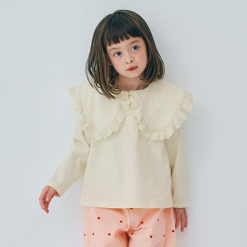 子供服 p.premier ピードットプルミエ レーストリム フリル衿 カット 衿付き Tシャツ キッズ ベビー 長袖 シンプル かわいい 2025秋冬 | p.premier | 09