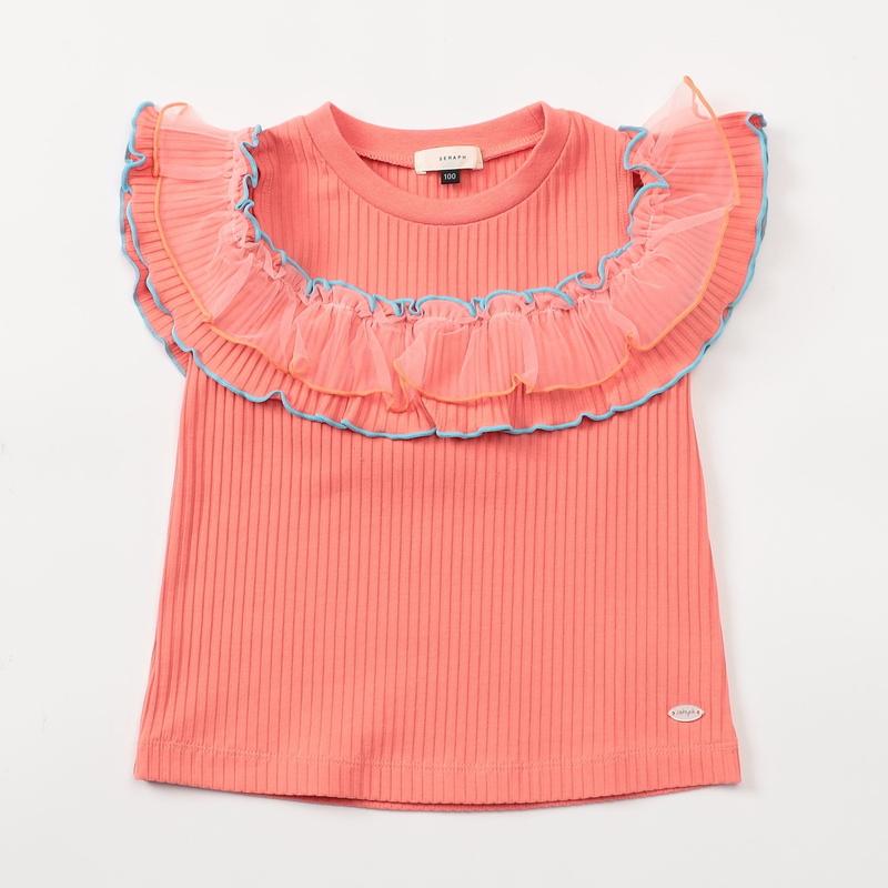 Seraph（セラフ） セール 子供服 2way 肩あき チュール 配色 トップス