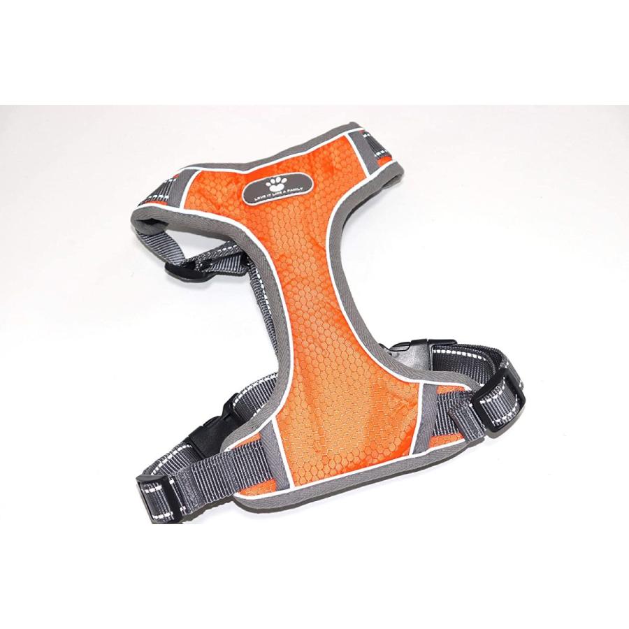 在庫一掃 犬 ハーネス 引っ張り防止胴輪 サイズ調整可能 抜けない 脱着簡単 夜間反射 安心散歩 通気性 軽量 運動向き リード別途 M オレ Inova Auto Com