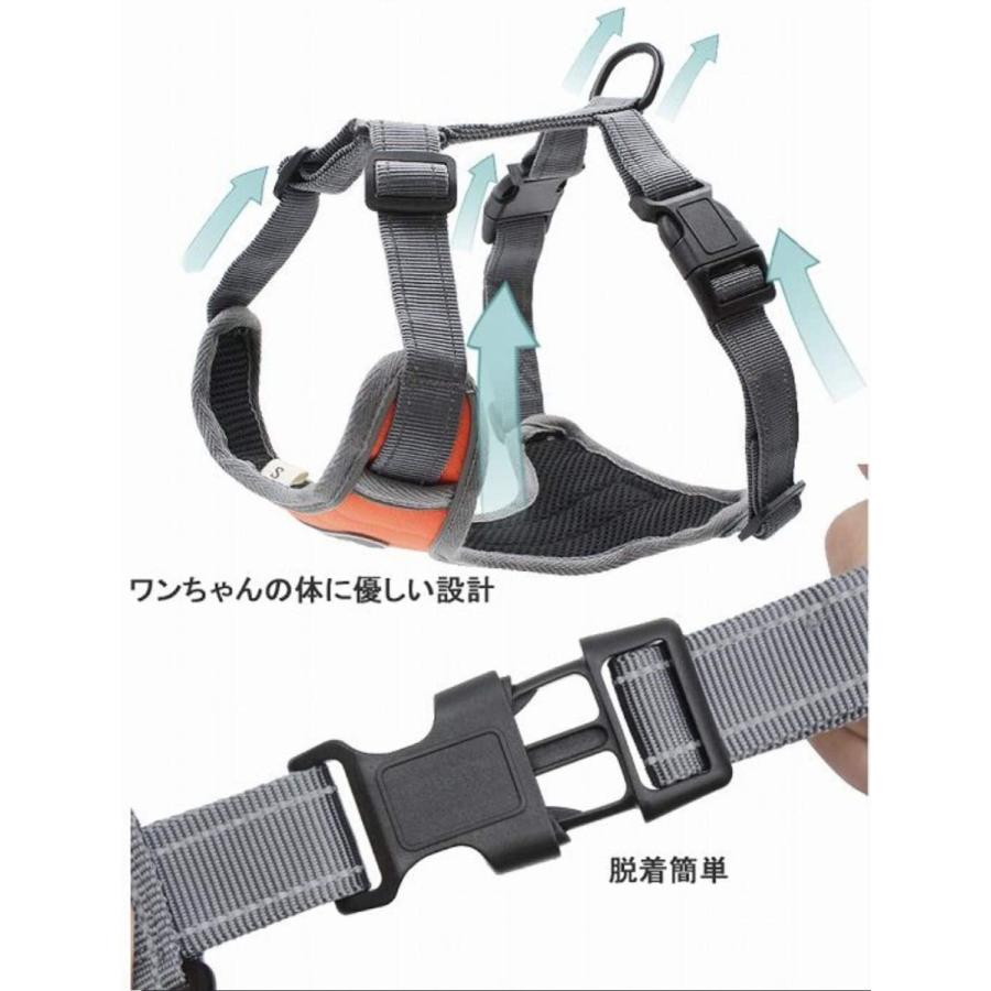 在庫一掃 犬 ハーネス 引っ張り防止胴輪 サイズ調整可能 抜けない 脱着簡単 夜間反射 安心散歩 通気性 軽量 運動向き リード別途 M オレ Inova Auto Com
