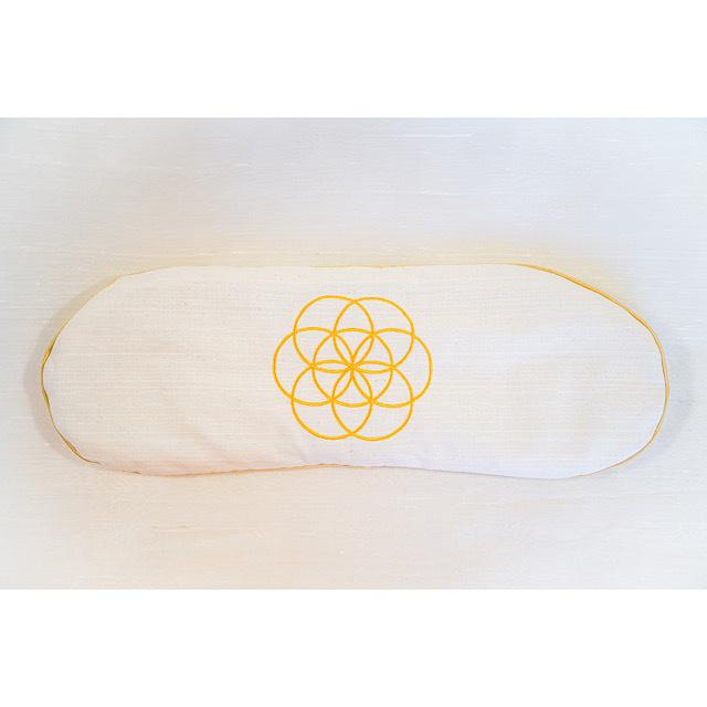 「白」　涼眠クリスタ　Crystal Purify Pillow　枕　水晶枕　さざれ　シードオブライフ刺繍　洗える枕　メッシュ生地の内袋　癒し　国産　micocoro product | 