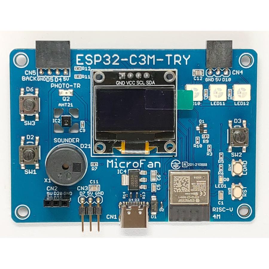 ESP32-C3M-TRY (ESP32-C3-MINI-1, 4M) オールインワン 開発ボード USB Type-C インターフェース付き 技適取得済 | 