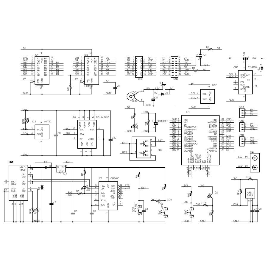 ESP32-LEDPRO-R2 (ESP32E, 16M) RGB LED パネル HUB75コントローラ　加速度、温湿度、明るさセンサー付き　USB Type-Cインターフェース　技適取得済 |  | 05