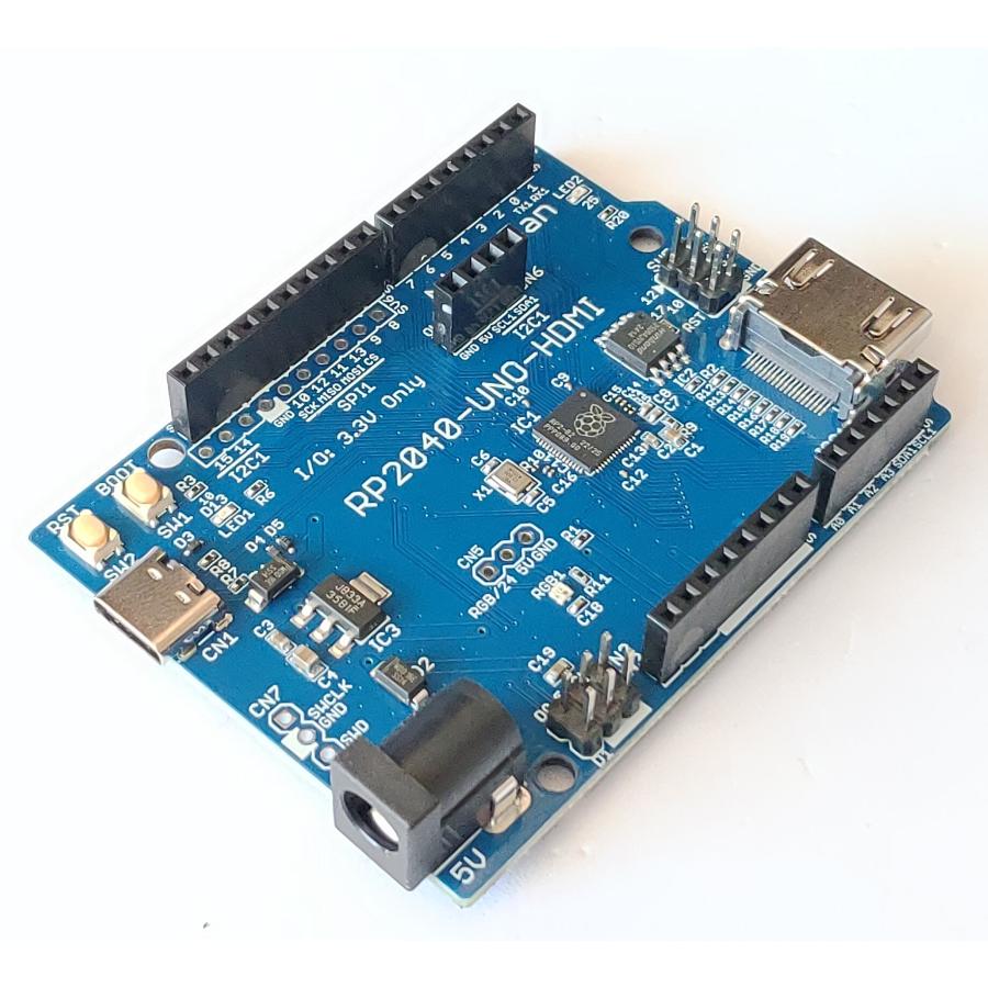 RP2040-UNO-HDMI (RP2040, Dual ARM Cortex-M0+ 8MB Flash) 開発ボード HDMIコネクタ ...