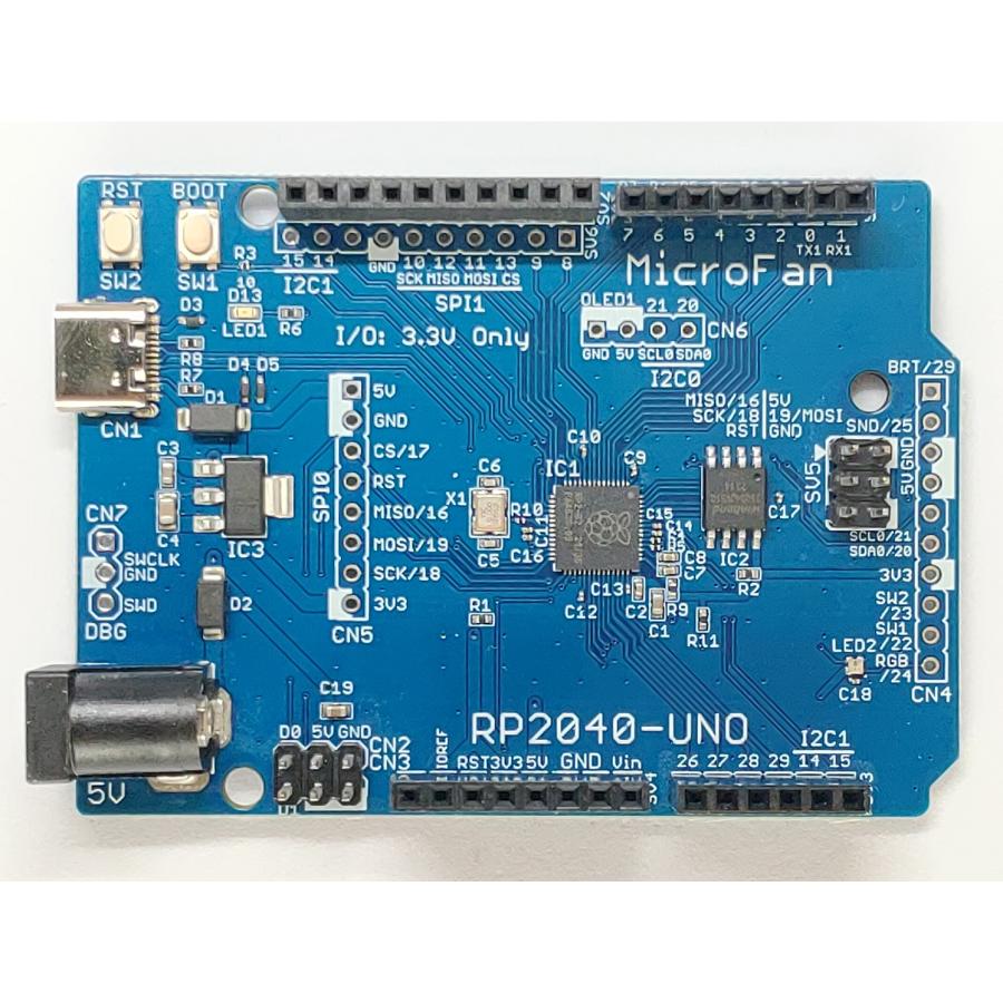 RP2040-UNO (RP2040, Dual ARM Cortex-M0+ 8MB Flash) 開発ボード USB Type-C ...