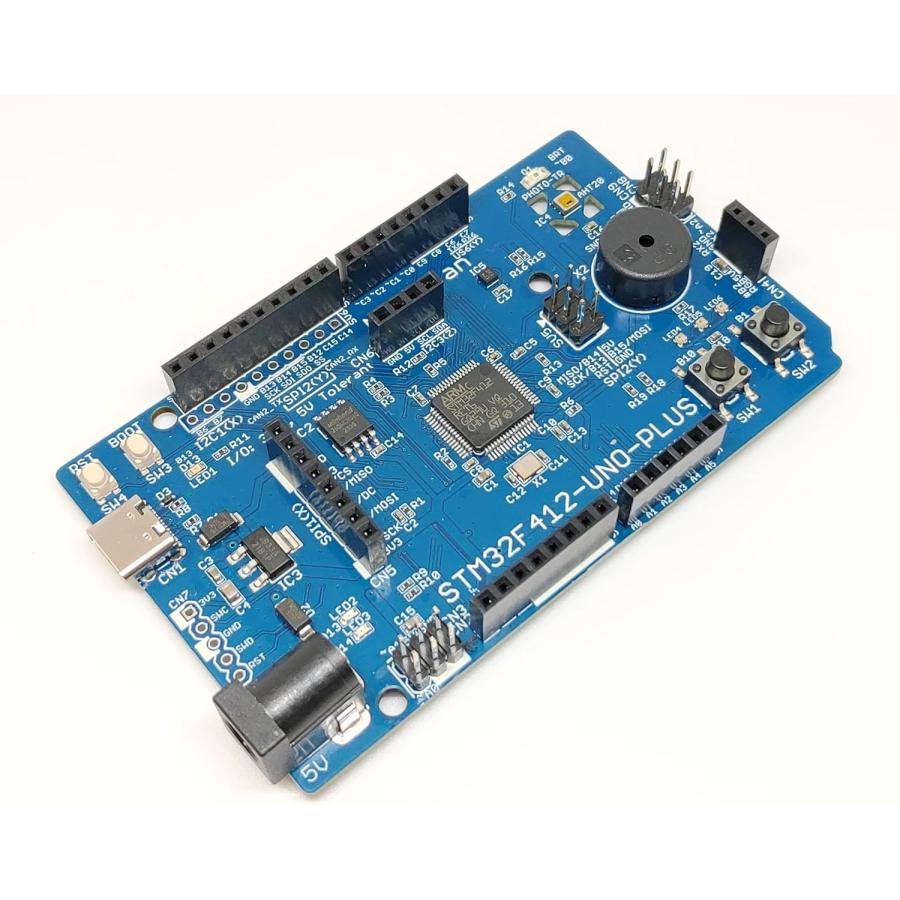 STM32F412-UNO-PLUS (STM32F412RE, ARM Cortex-M4, 100MHz, 512KFlash, 256KRAM)+ 8MB Flash+基本入出力+センサー 開発ボード USB Type-C コネクタ |  | 01