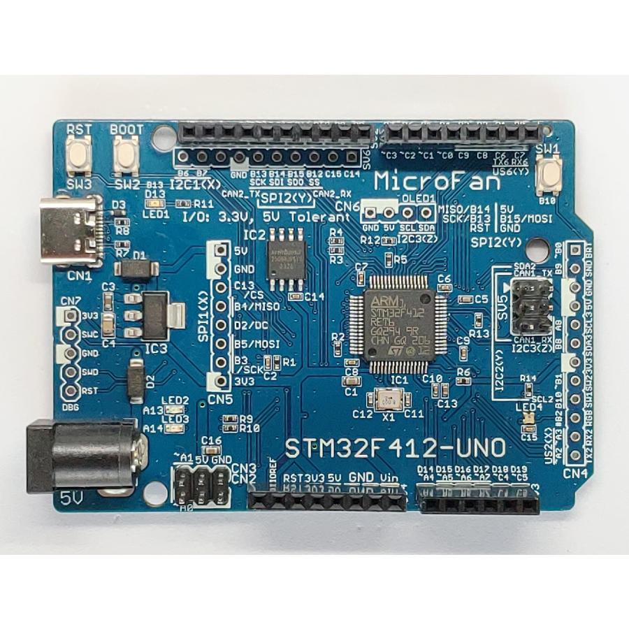 STM32F412-UNO (STM32F412RE, ARM Cortex-M4, 100MHz, 512KFlash, 256KRAM)+ 8MB Flash 開発ボード USB Type-C コネクタ | 