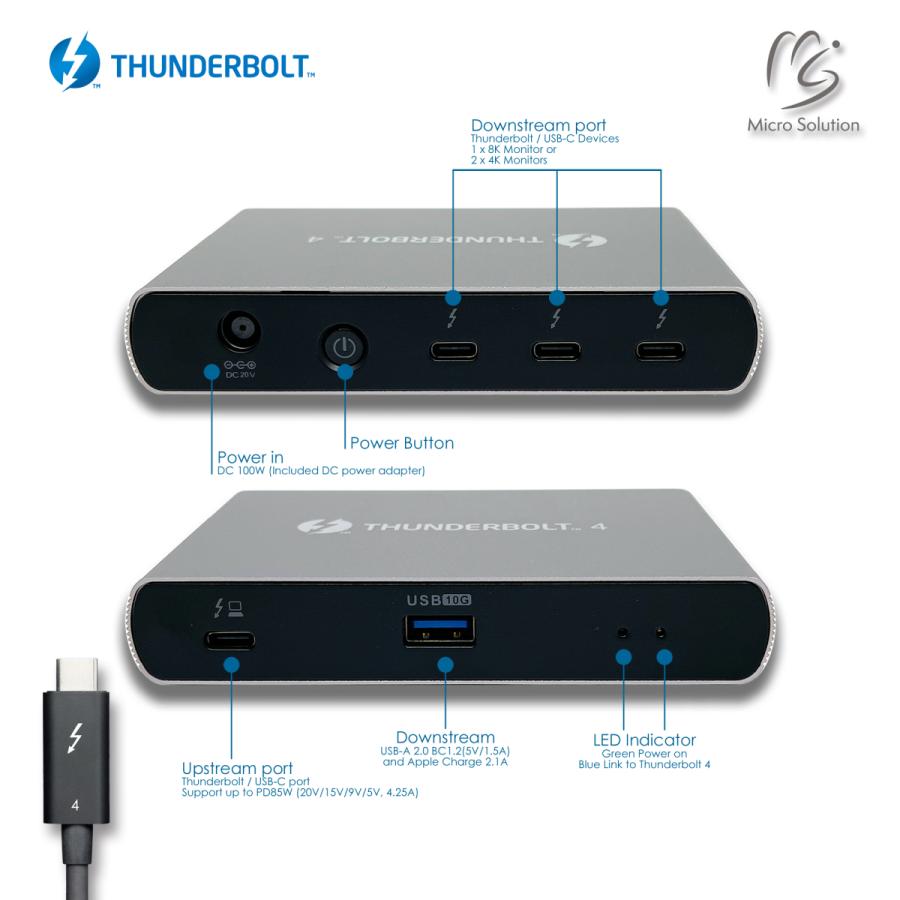 Thunderbolt 4 / USB 4 PD mini Dock / Hub 40Gbps TB4H1010-MSJ -85W PD Charge「インテル、アップル認証済正規製品」 | 