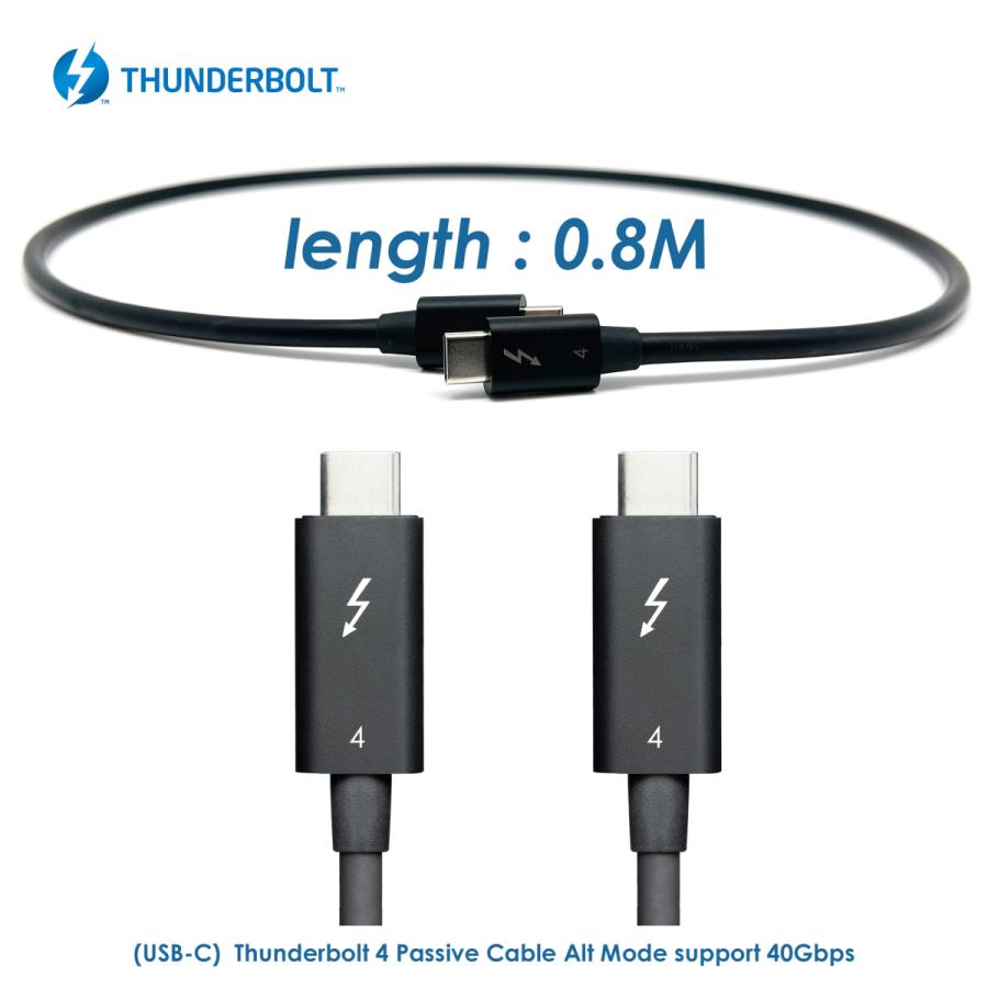 Thunderbolt 4 / USB 4 Passive 0.8m Cable 40Gbps Alt Mode 対応USB-IF正規認証ケーブル PD 100W USB2.0/3.0/3.1 Gen2, 全USB-C 最高性能対応 |  | 01