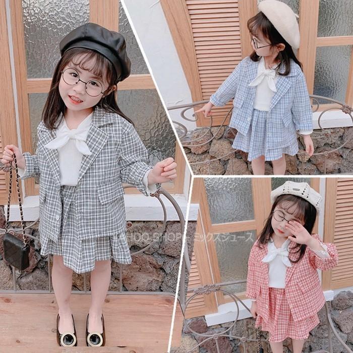 結婚式 フォーマル 上下セット スカートセット チェック柄 女の子 セレモニースーツ 幼児 学園祭 女児 カジュアル フォーマルウェア 韓国子供服 制服 学園服 123 Formal021 ミックスジュース 通販 Yahoo ショッピング