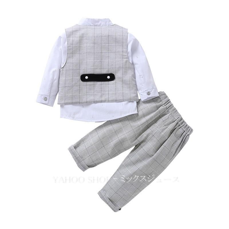 長袖シャツ チェック柄 4点セット 男の子スーツ キッズフォーマル ベビー 赤ちゃん フォーマルスーツ タキシード 男児 写真撮影 洋装 パーティー 幼稚園 小学生 123 Formal157 ミックスジュース 通販 Yahoo ショッピング