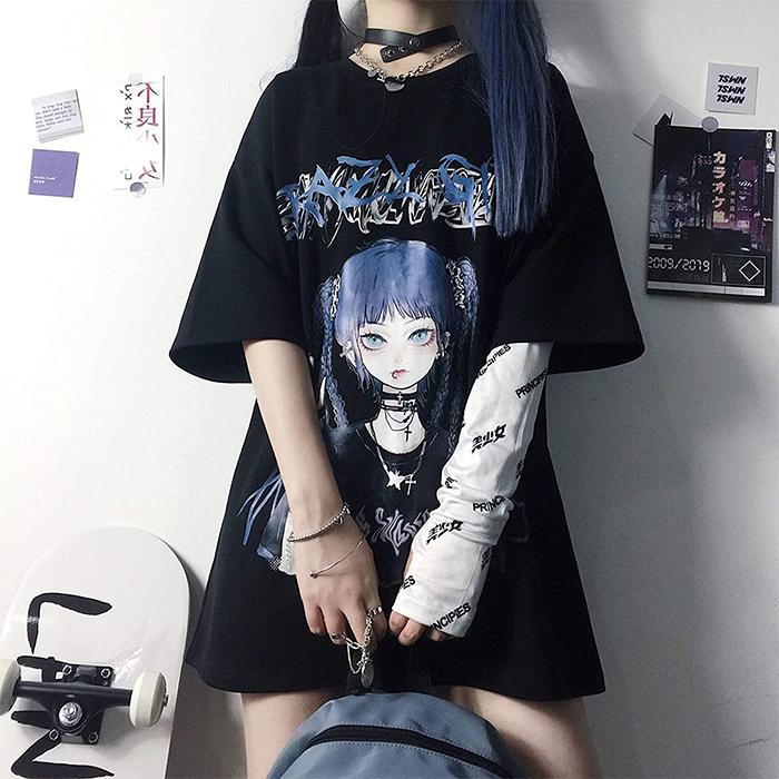 レディース ｔシャツ 半袖 原宿系 ストリート系 カットソー かっこいい アニメ プリント チュニック 大きいサイズ 可愛い Lwj Lady41 ミックスジュース 通販 Yahoo ショッピング
