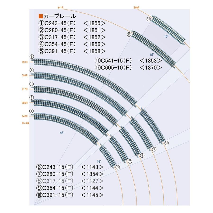 トミックス カーブレールC354-45(F)(4本セット) 【TOMIX・1856