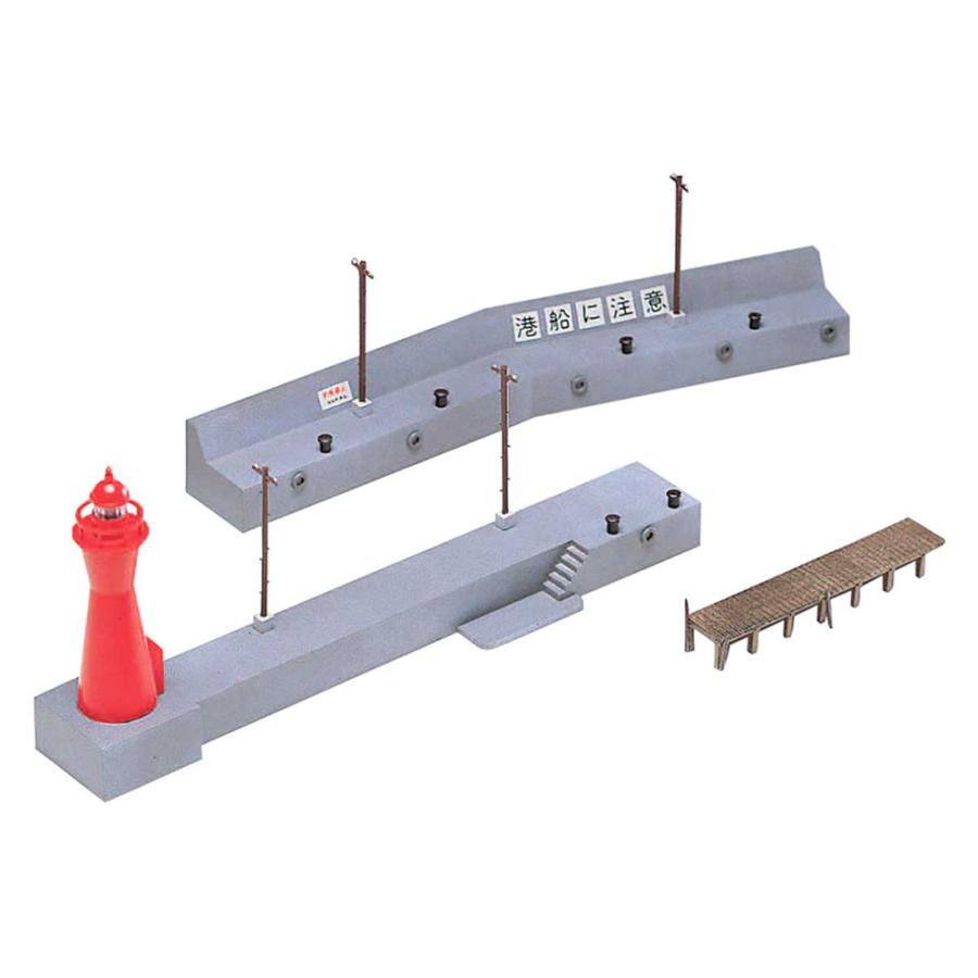 着色済み 防波堤＆灯台（赤 白） 【グリーンマックス・2624】 | グリーンマックス