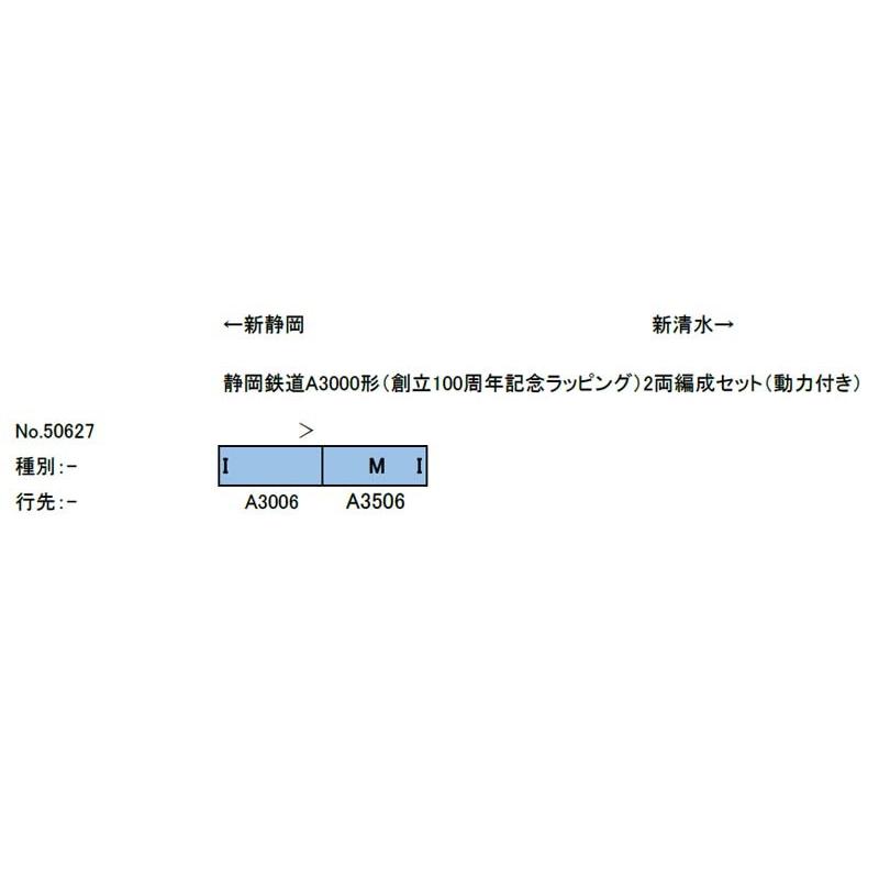 静岡鉄道A3000形（創立100周年記念ラッピング）2両編成セット（動力付き） 【50627】｜mid-9｜02