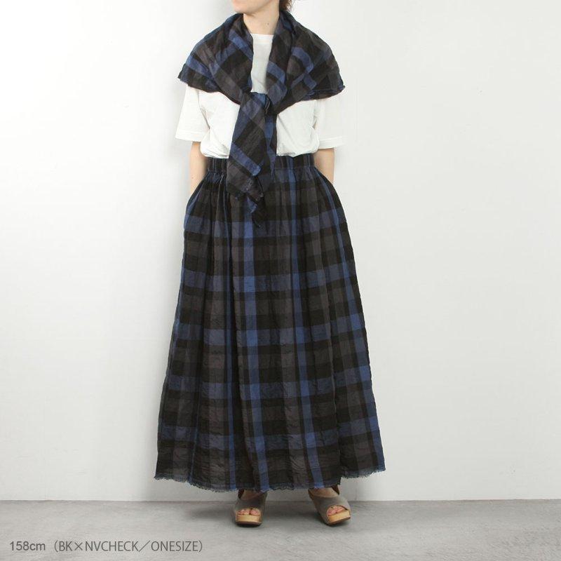 Honnete オネット Wide Stole Shirring Check AC1CK_6