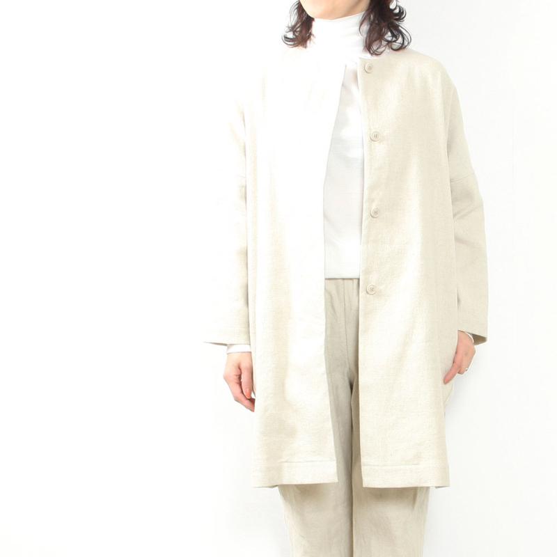 evam eva エヴァムエヴァ linen cotton no-collar coat E241T025 evam eva（エヴァムエヴァ） linen cotton no-collar coat E241T025