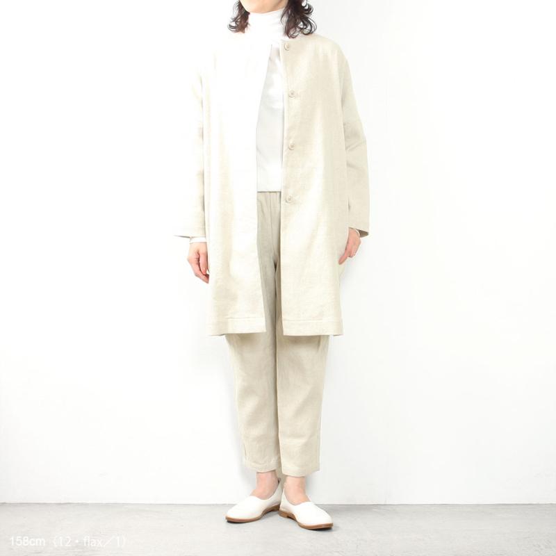 evam eva（エヴァムエヴァ） linen cotton no-collar coat E241T025