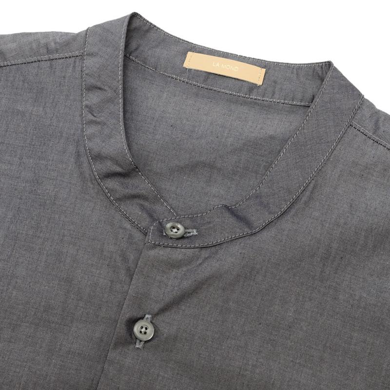 新品 LAMOND ラモンド　シャツ　サイドポケット　チャコール LAMOND.（ラモンド） LAMOND SOFT COTTON BAND COLLAR SHIRTS LM-S-094