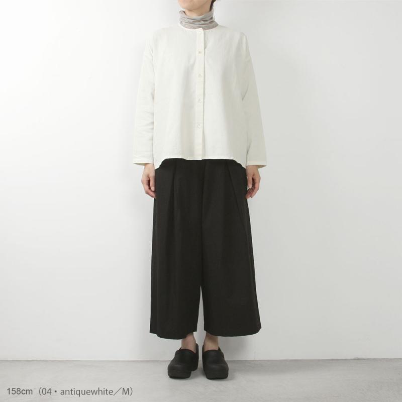 evam eva（エヴァムエヴァ） cotton wool no collar shirt E253T164