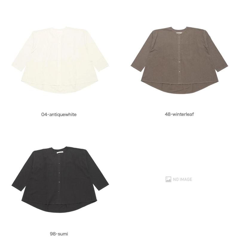 evam eva（エヴァムエヴァ） cotton wool no collar shirt E253T164