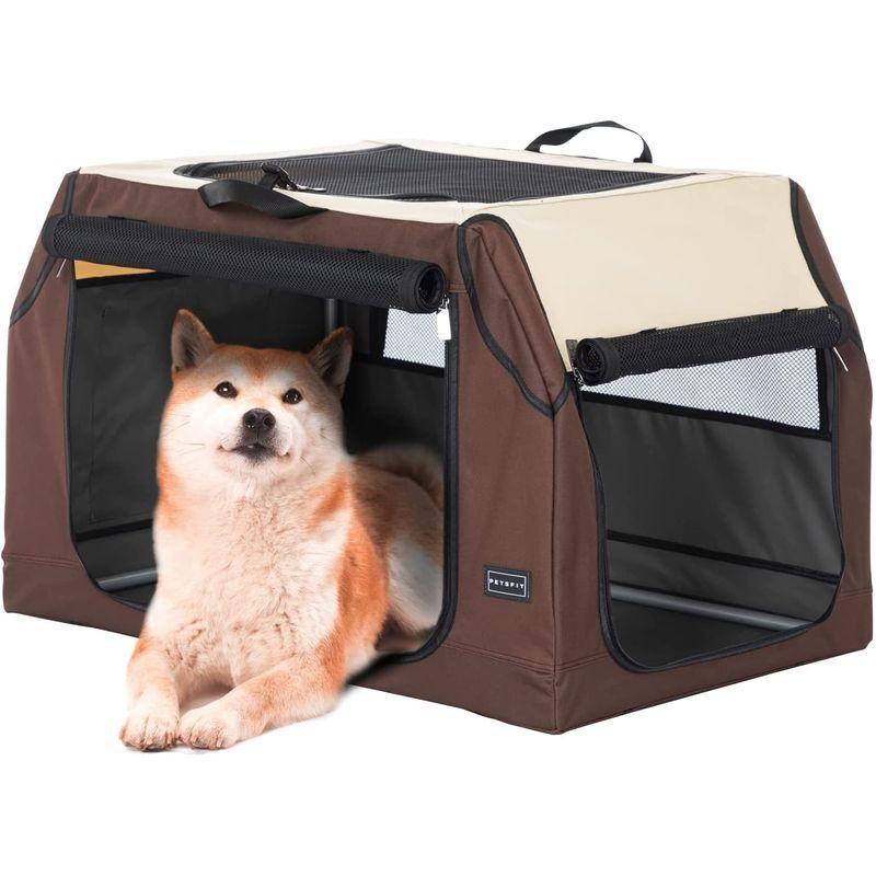 Petsfit 折りたたみソフトクレート ポータブルケージ ペットハウス 犬小屋 屋外サークル 犬 持ち手付き折りたたみ簡単急な来客時やアウ ペットハウス ミッドナイト 折りたたみソフトクレート 猫 ポータブルケージ