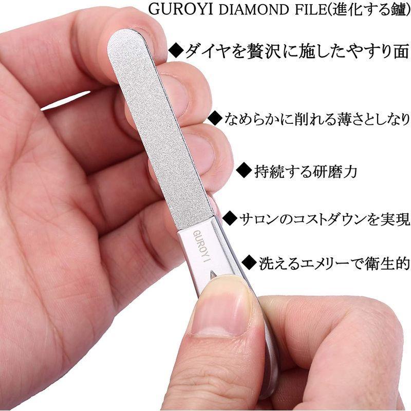 GUROYI 爪やすり 爪磨き 2個セット 最大59%OFFクーポン 高級エメリーステンレス製 エメリー ダイヤモンドファイル  最新エメリー技術が生んだ全 両面削れる