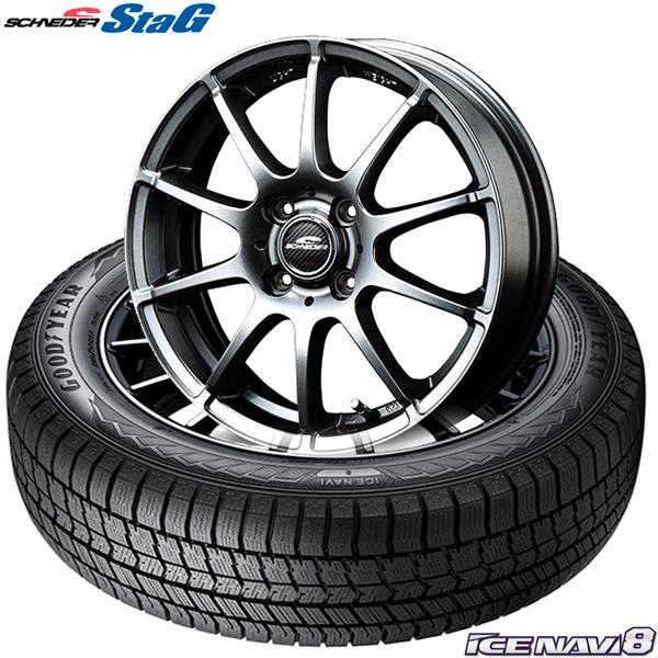 グッドイヤーICE NAVI 8 \u0026 SCHNEDER StaG｜165/60R15 77Q｜スタッドレスタイヤ\u0026ホイール〈4H〉｜4本セット