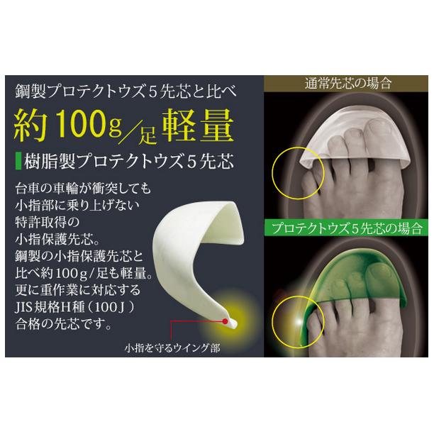 ミドリ安全 安全靴 プロテクトウズ5 P5210 ブラック 小 22.0〜23.0