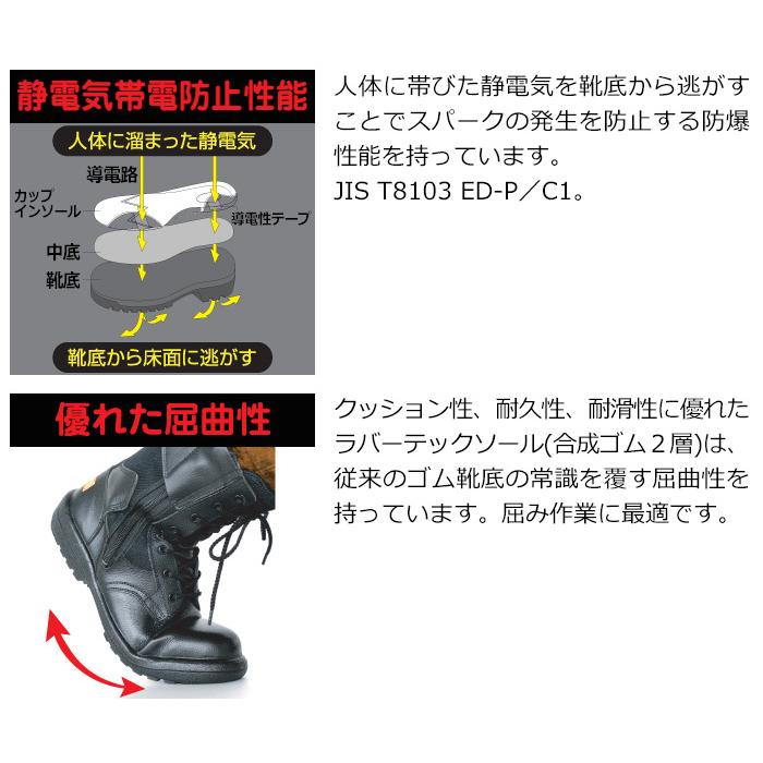 ミドリ安全 消防仕様 踏み抜き防止 静電安全靴 RT738F P-4 静電 ブラック 23.5〜28.0｜midorianzen-com｜04