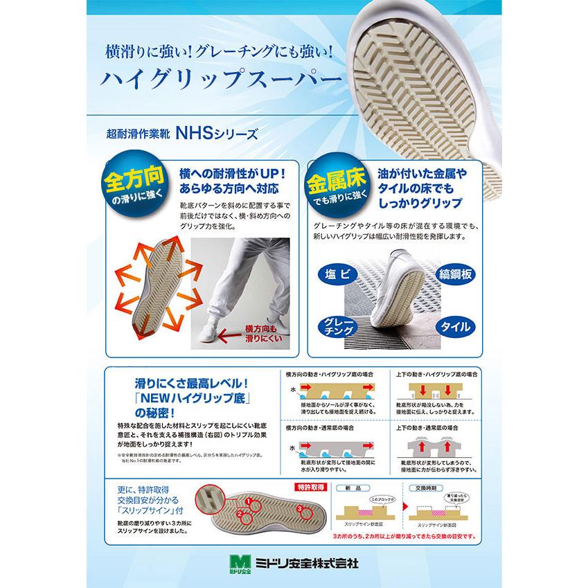 ミドリ安全 超耐滑静電作業靴 NHS-600 静電 ホワイト 21.0〜28.0