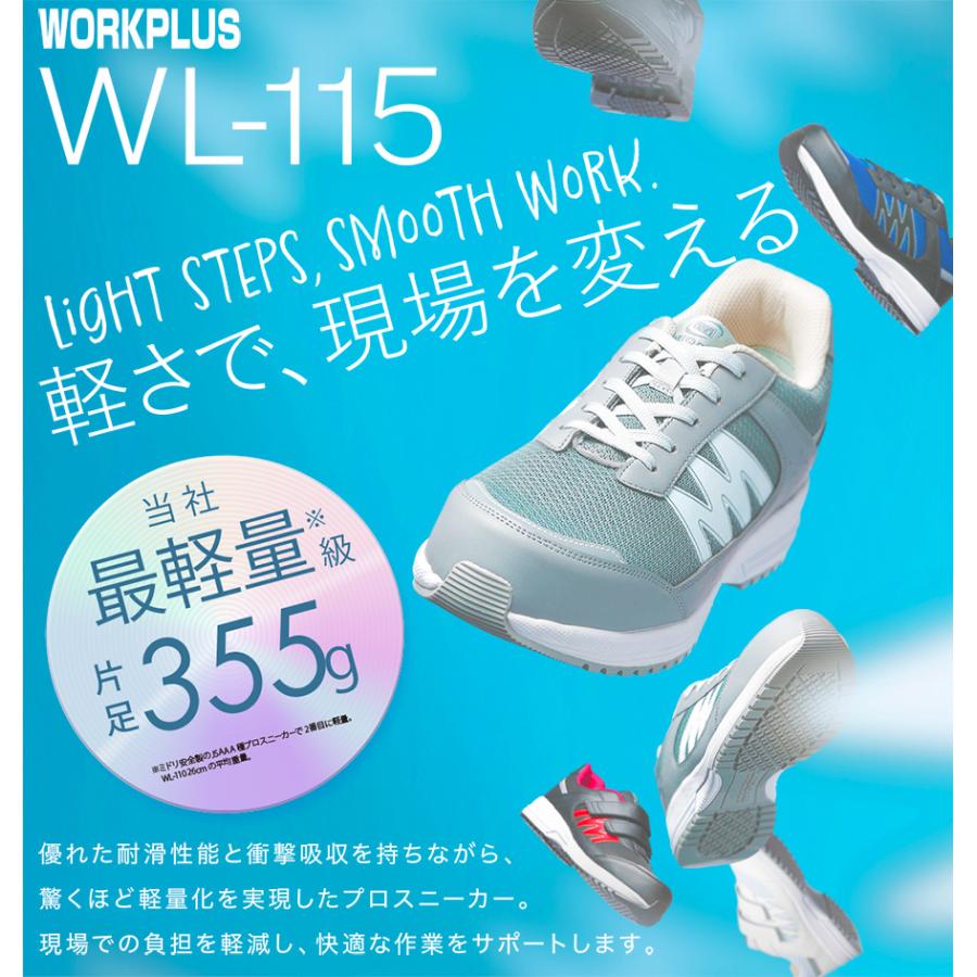 ミドリ安全 超軽量耐滑作業靴 WL-115 バンドタイプ ブラック/ブルー