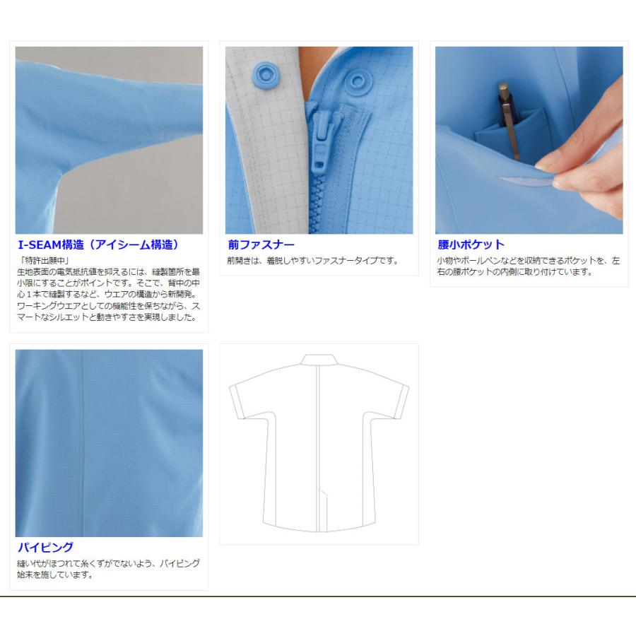 ベルデクセル ミドリ安全 クリーンウェア 春夏 ベルデクセルESD 女子