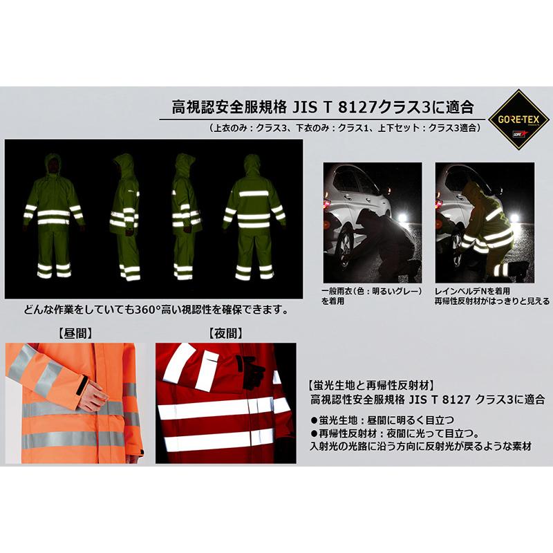 ミドリ安全 雨衣 レインベルデN ゴアテックス 高視認仕様 下衣 蛍光