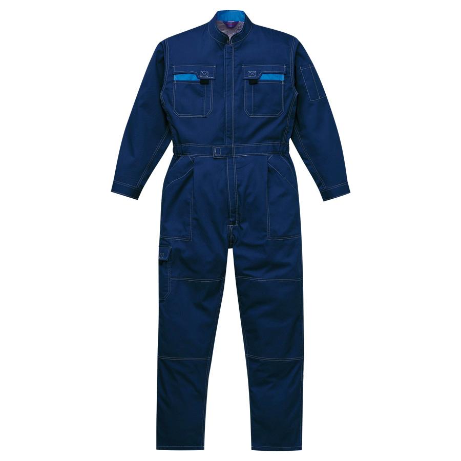 山田辰 作業服 ツナギ服 K40000-750 ネイビー M〜5L : ミドリ安全.com